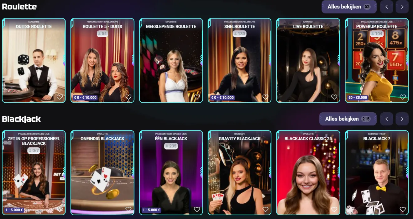 needforslots Casino live roulette en blackjack spellen met echte dealers